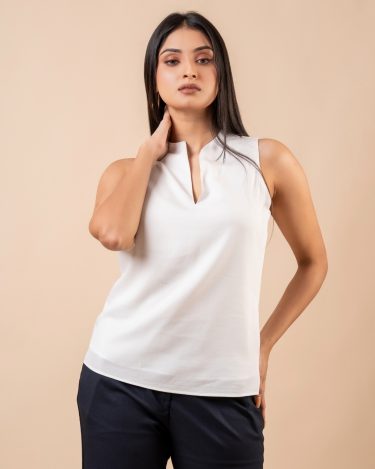 Sleeveless Notch Neck Detail Top