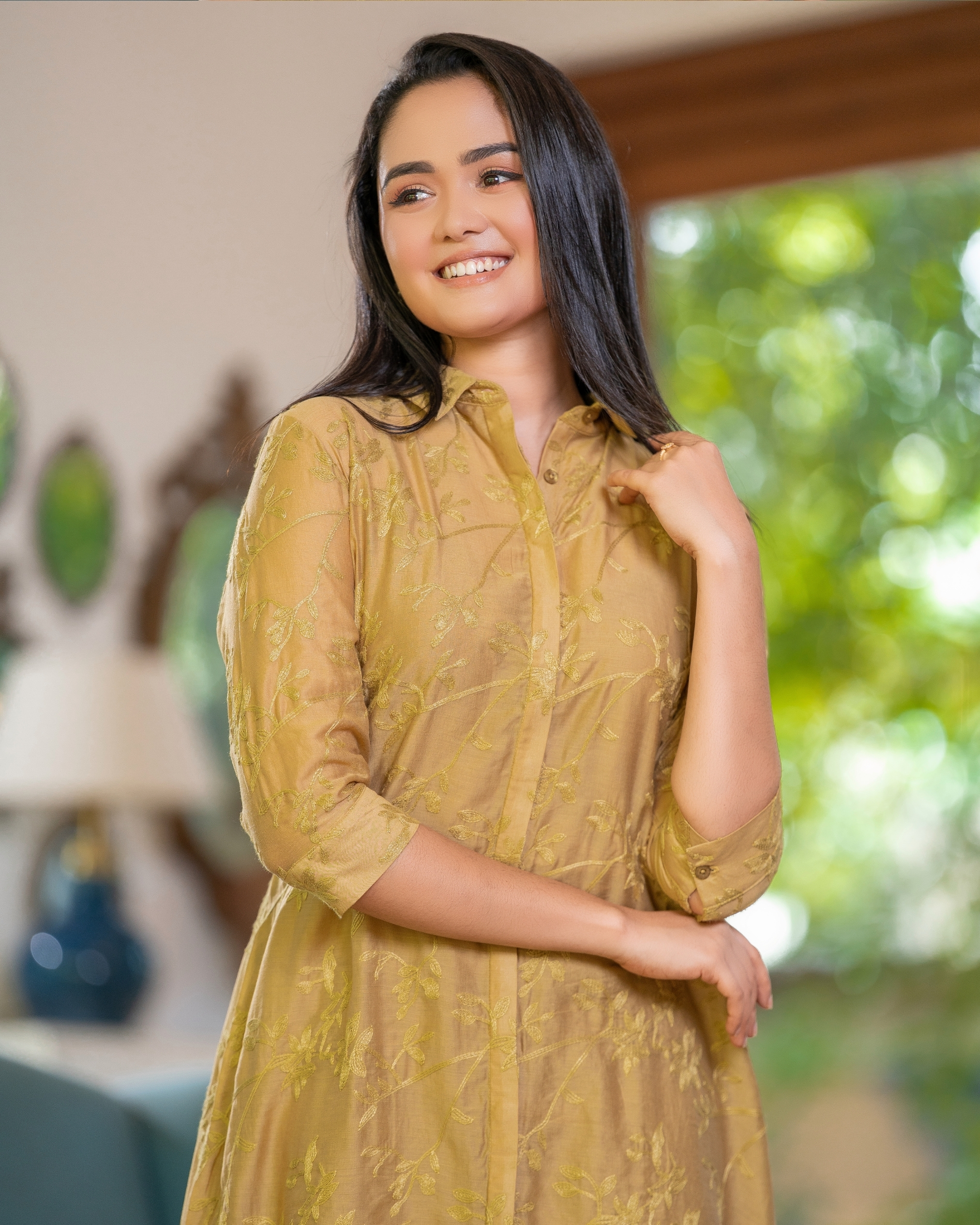 Floral Embroidered Short Shirt Dress