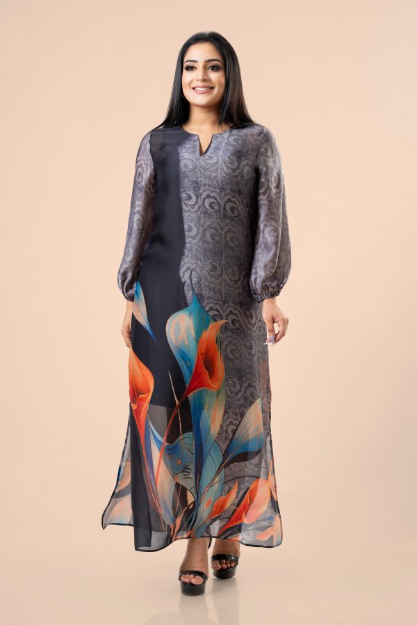 Abstract Floral Patterned Maxi Dress - Image 4