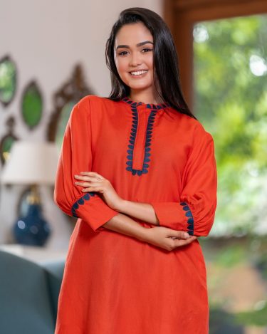 Embroidery Detail Drop Shoulder Short Dress