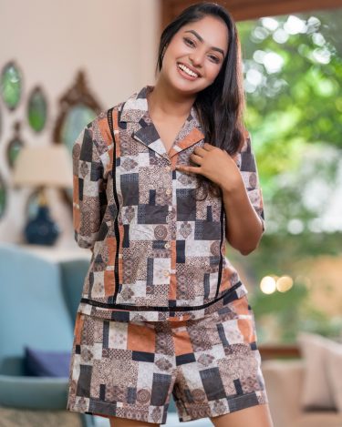 Lace Detail Relaxed Fit Shirt and Shorts Set