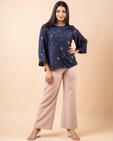 Star Patterned Bell Sleeve Top