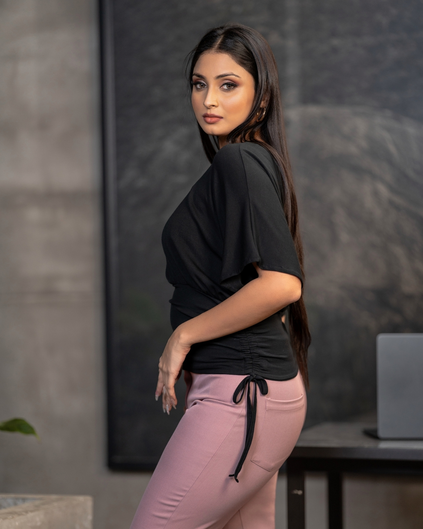 Maggie Sleeve Gathered Waist Detail Blouse - Image 5