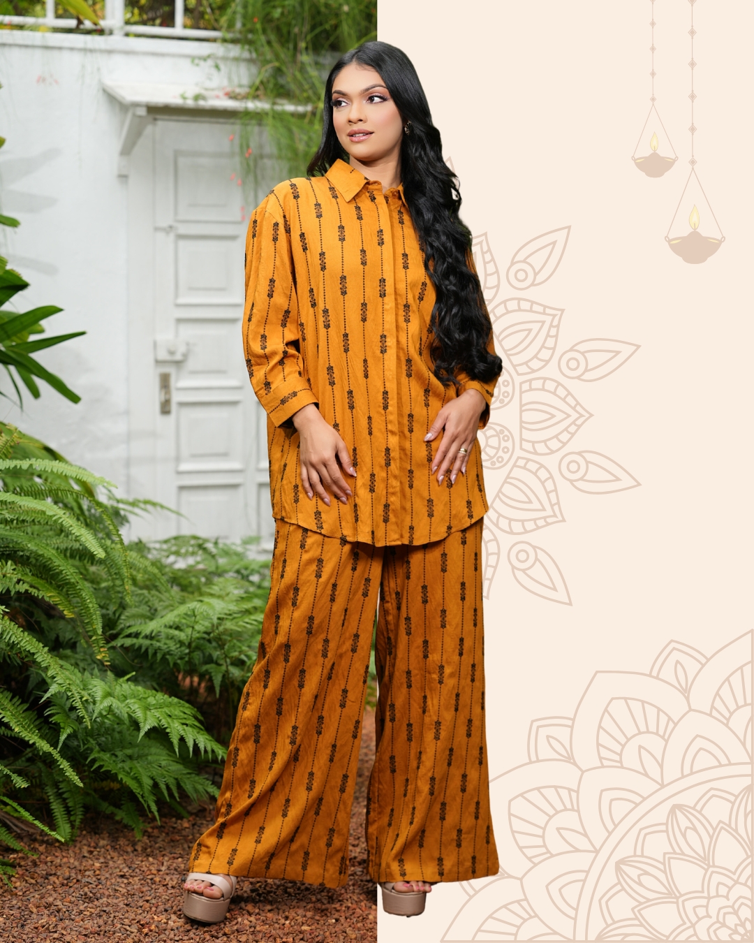 Embroidered Button-Down Kurta Top and Pant Set - Image 4