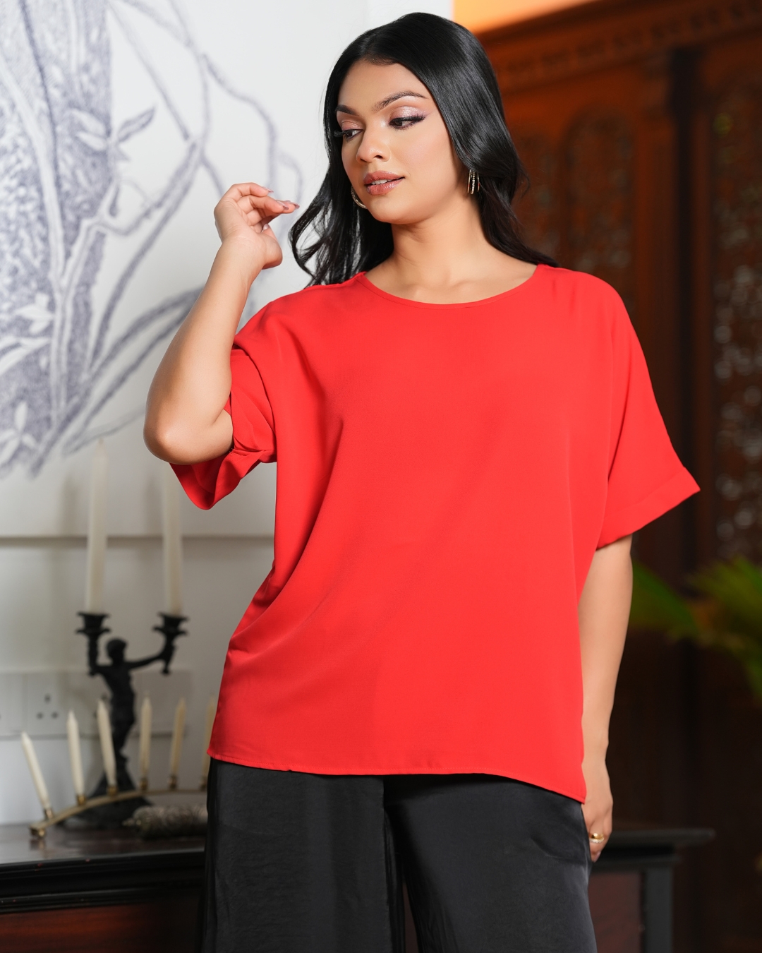 Round Neck Maggie Sleeve Blouse - Image 2
