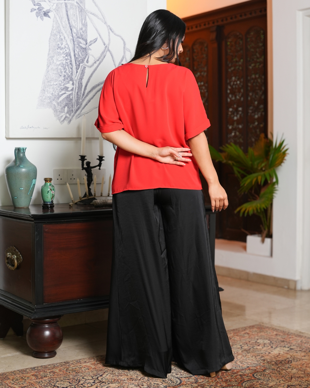 Round Neck Maggie Sleeve Blouse - Image 5