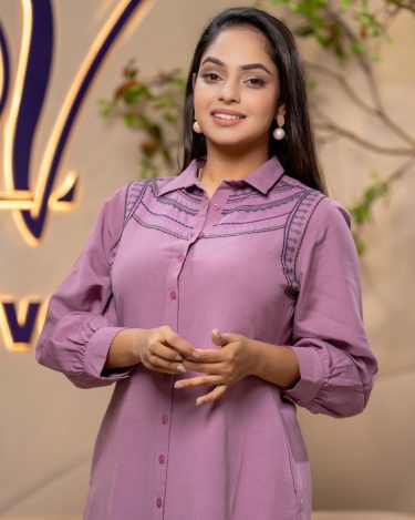 Geometric Embroidery Detail Short Shirt Dress