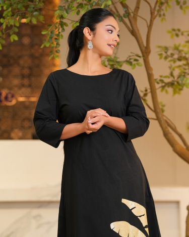 Glitter Print detail Angular High-Low Hem Midi Dress