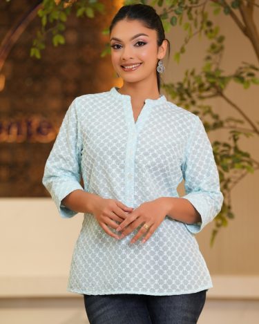 Half Button-Down Shirt Blouse