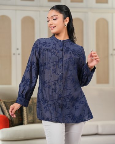 All-Over Embroidery Relaxed Fit Shirt Blouse