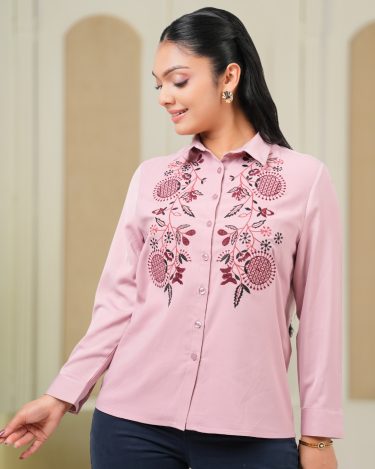 Long Sleeve Embroidered Blouse