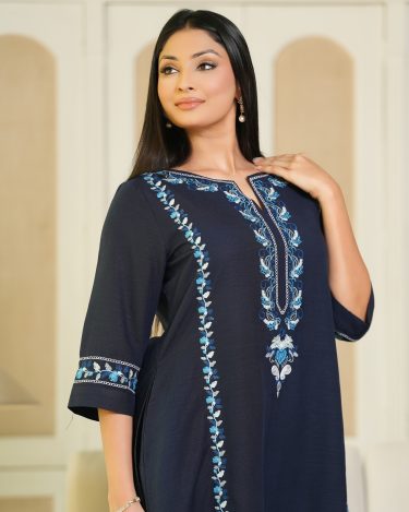 Embroidery Detail Kurta Top and Pants Set