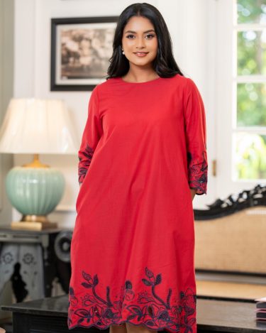 Cut Embroidery Detail Short Dress