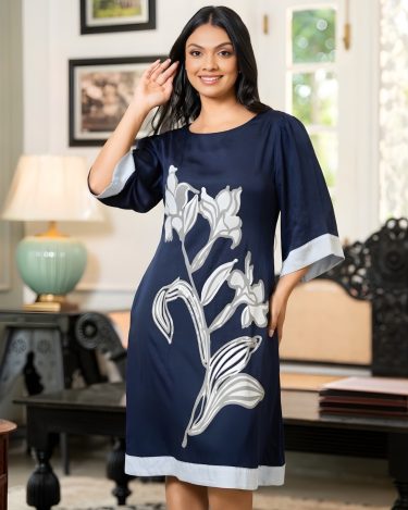 Floral Printed Contrast Detailed Short Dress