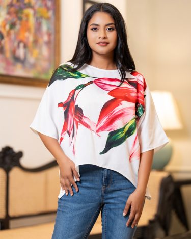 Floral Printed Kaftan Sleeve Blouse