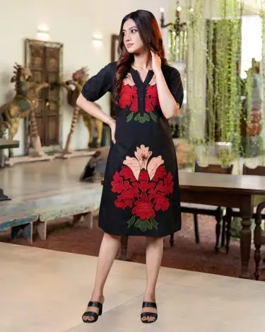 The Black Dahlia Applique Short Dress