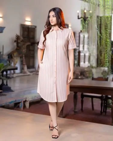 Classic Pinstripe Short Shirt Dress