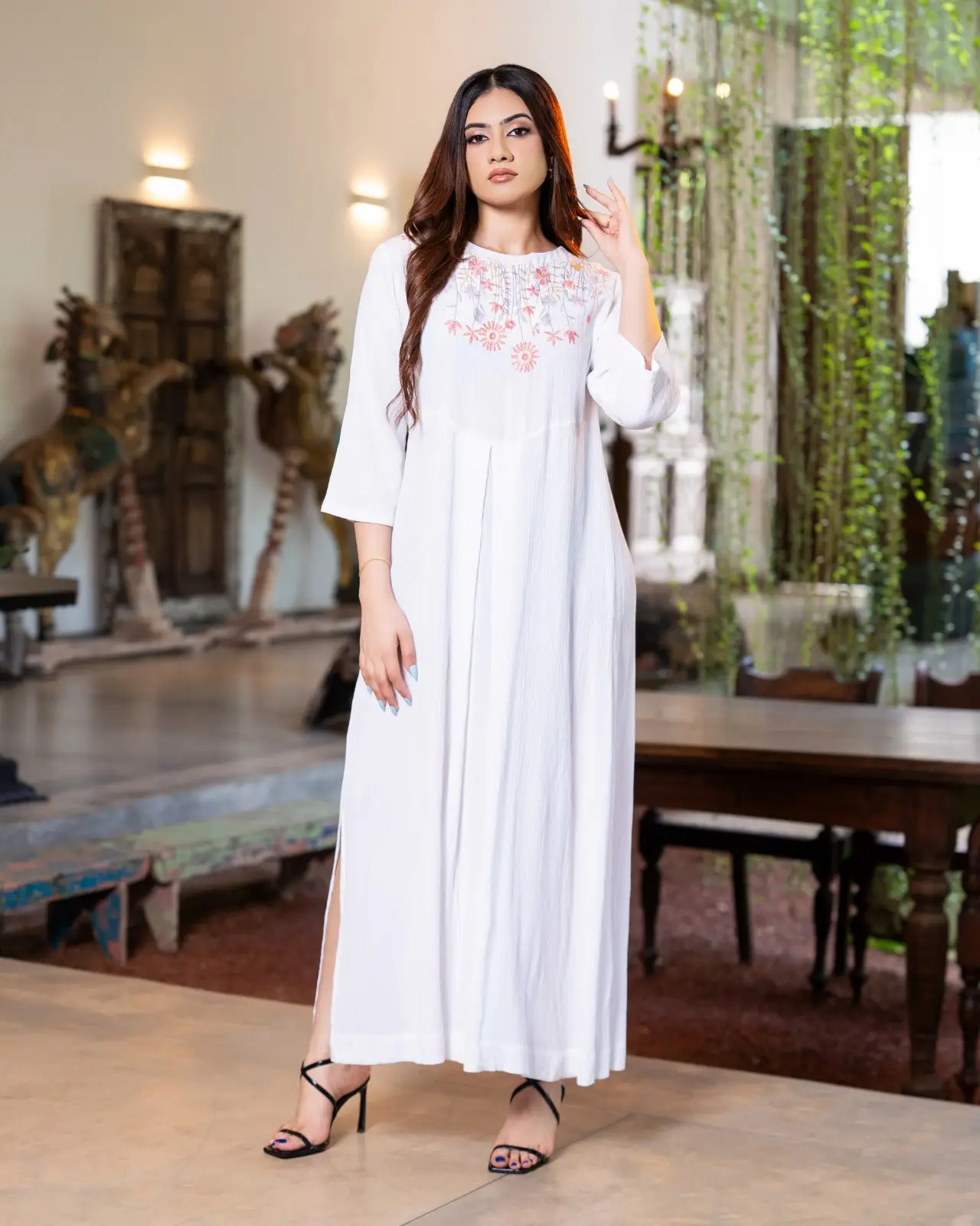 The Seraphina Embroidered Inverted Pleat Maxi