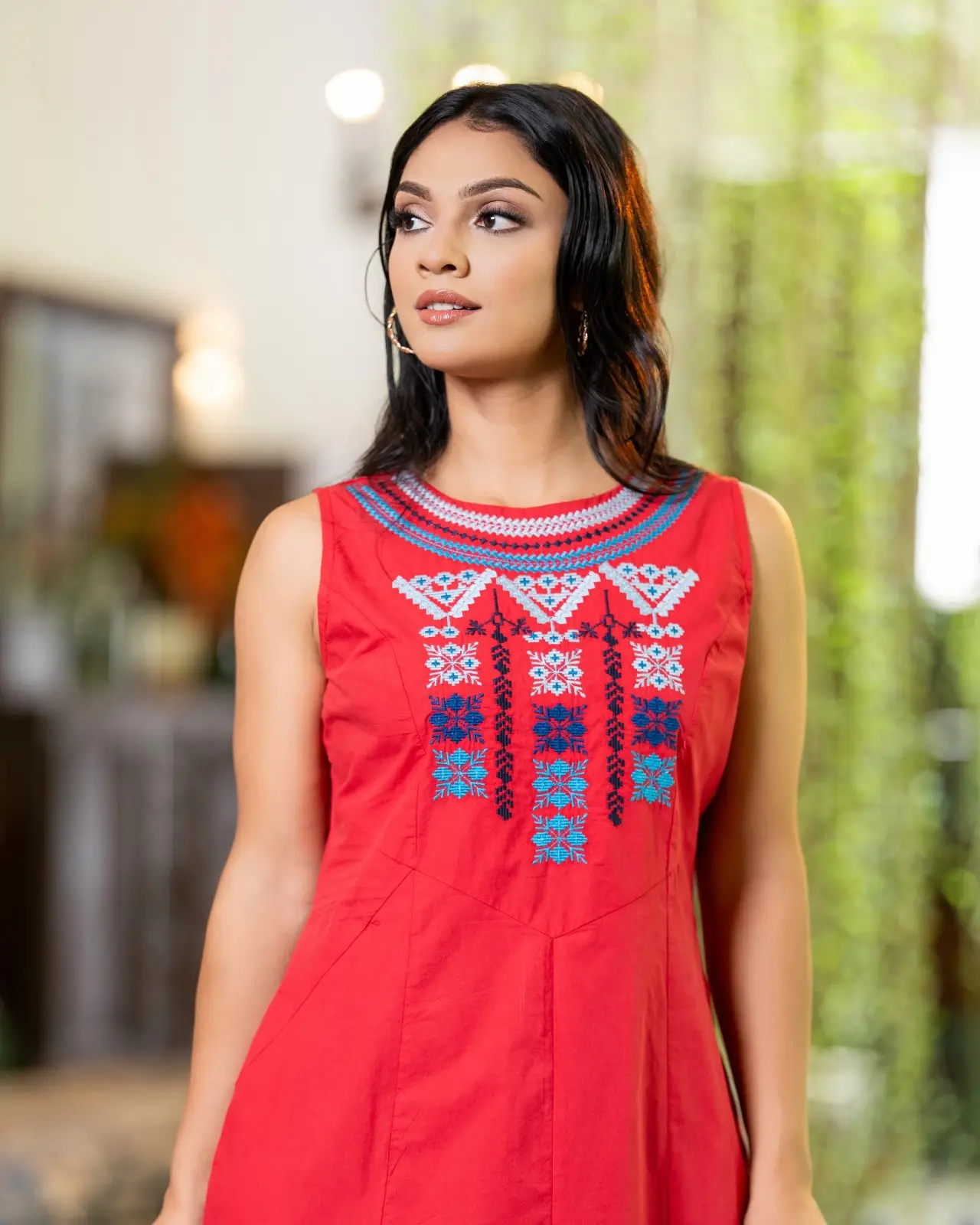 The Bohemian Yoke Embroidered Sleeveless Short Dress - Image 5