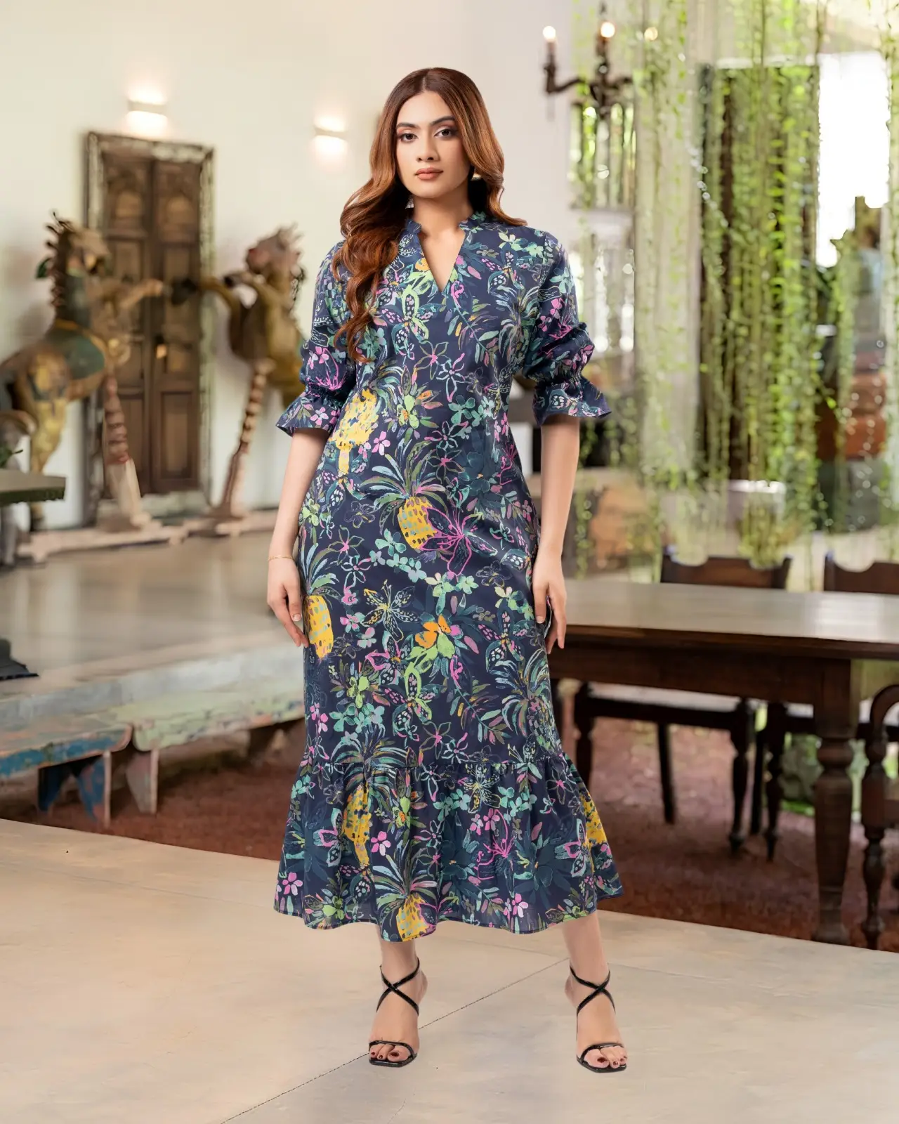 The Eden Ruffled Sleeve Printed Maxi Dress - Image 2